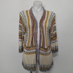Multiples Crochet Coquette Cottagecore Open Front Bohemian Y2K Long Sweater M